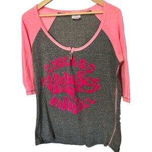 Chicago White Sox Women's XL Grey Triblend 3/4 Sleeve Raglan Henley Shirt